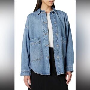 NWT The Drop womens Pilar Long Denim Shirt Jacket